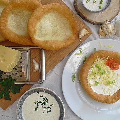 Hungarian Langos with Garlic Cream and Cheese