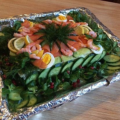 Swedish Cake with Salmon and Shrimp